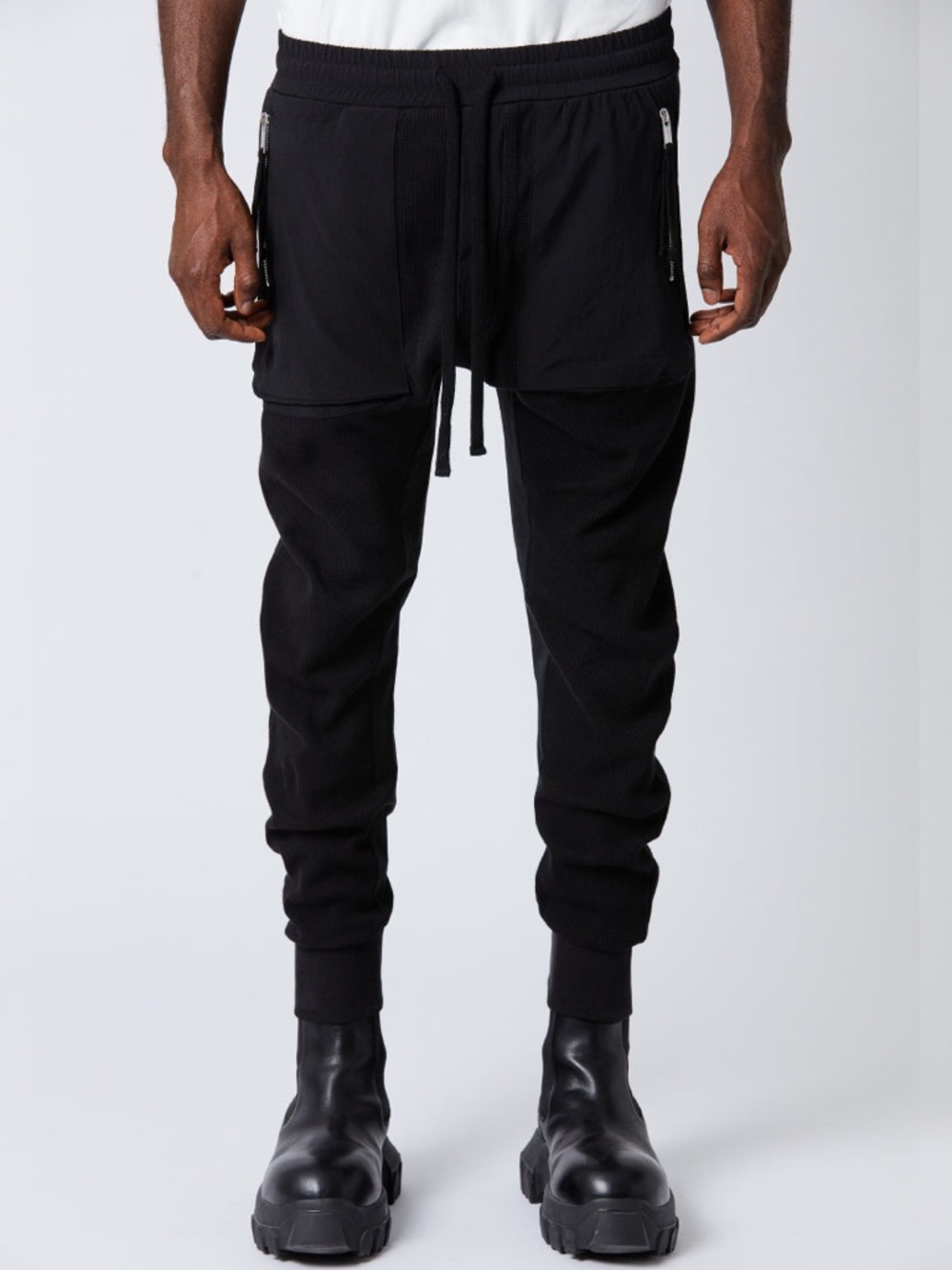 Thom/Krom Thom Krom Zip Pocket Jogger Pants Drop Crotch Black Men’s M